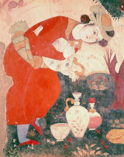 Woman pouring Wine in the Court of Shah Abbas I (detail) by Persian School